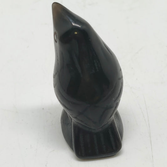 silver obsidian bird carving ornaments healing 24.4g