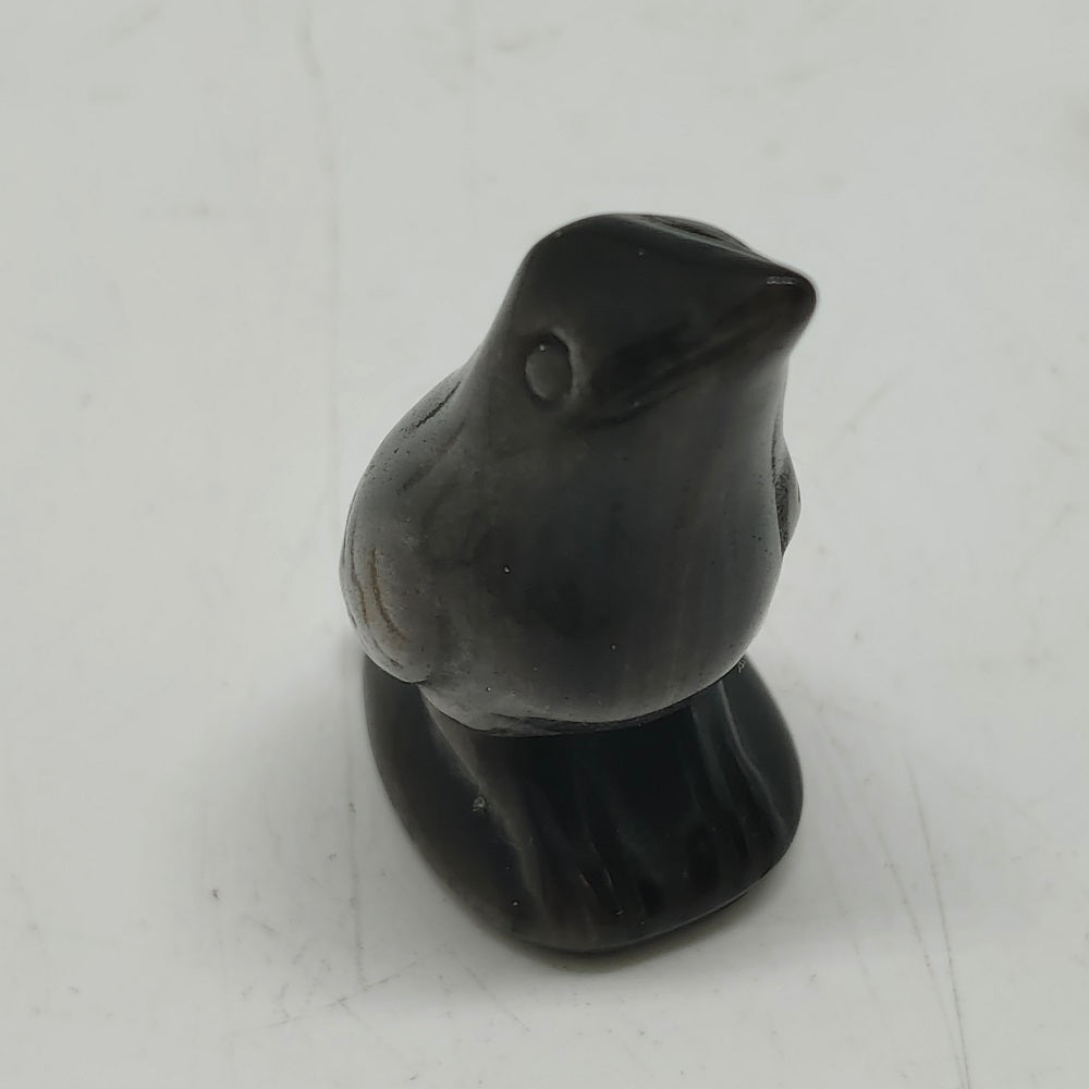 silver obsidian bird carving ornaments healing 24.8g
