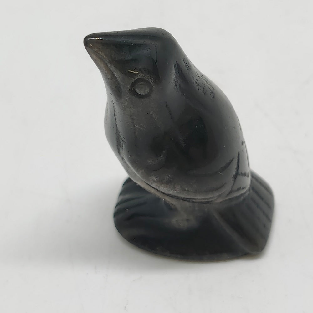 silver obsidian bird carving ornaments healing 24.4g