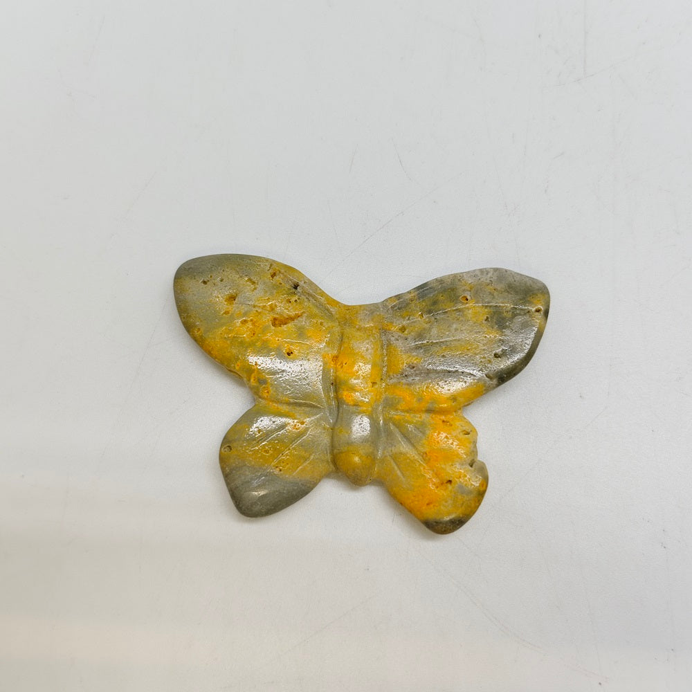 bumble bee jasper butterfly carving ornaments healing 16.3g