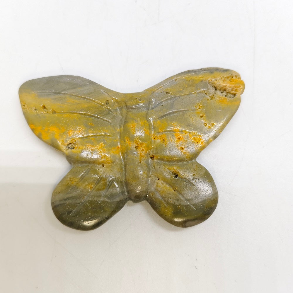 bumble bee jasper butterfly carving ornaments healing 27g