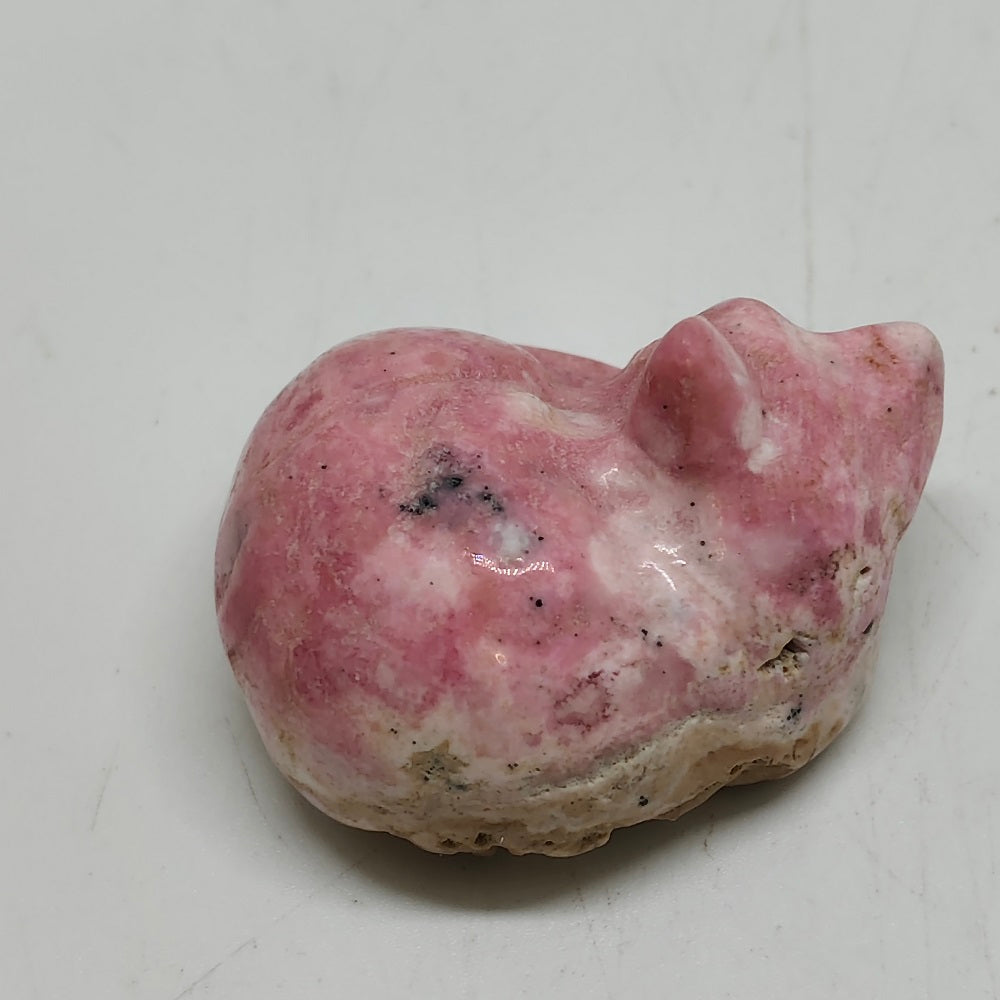 rhodonite cat carving ornaments healing 32.7g