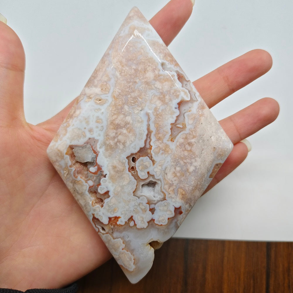 pink silced agate carving ornaments healing 162.2g