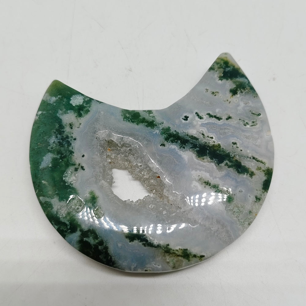 mossagate moon carving ornaments healing 138.5g