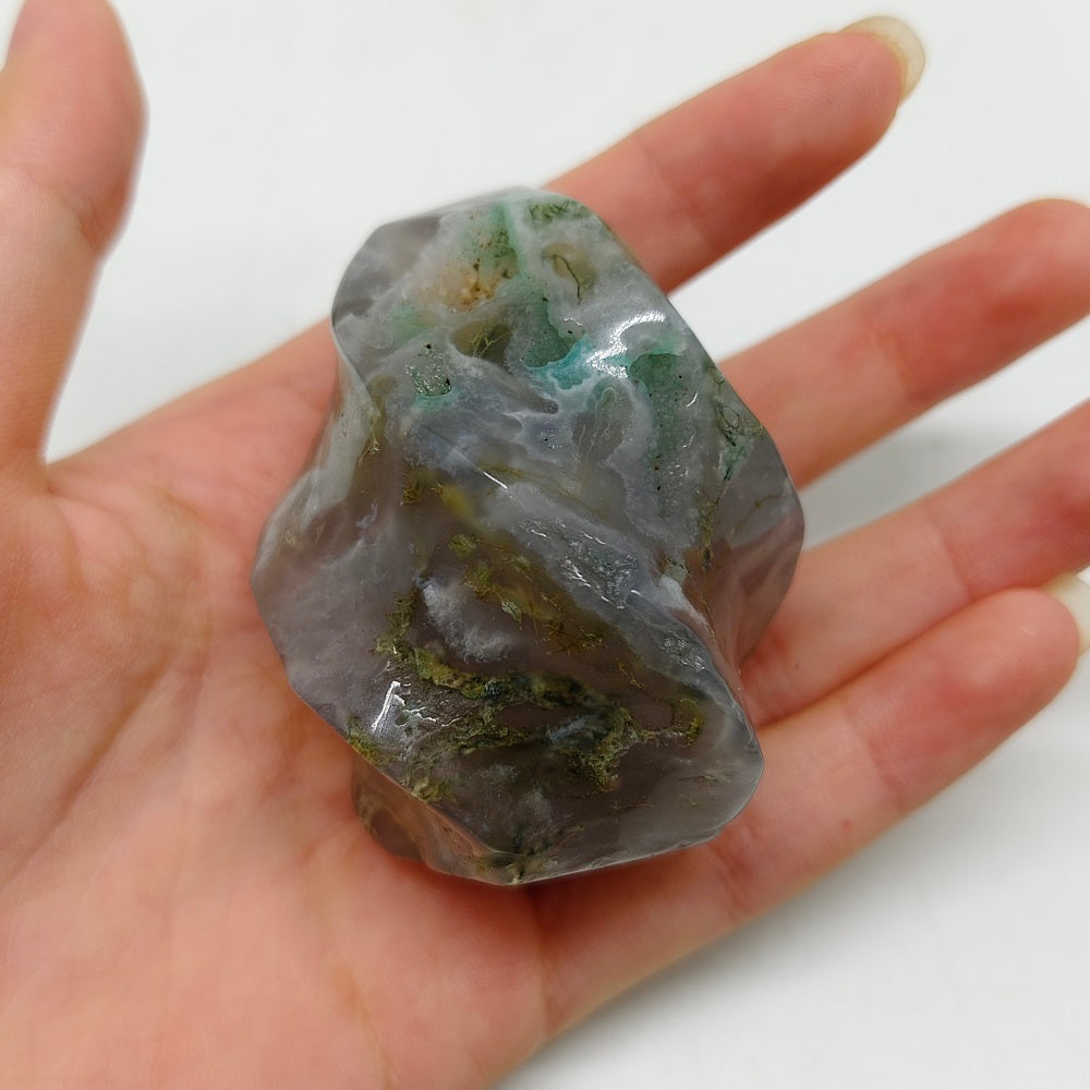 mossagate torch carving ornaments healing 95.8g