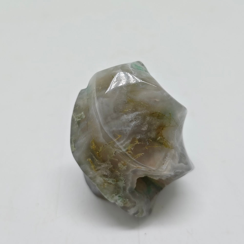 mossagate torch carving ornaments healing 95.8g