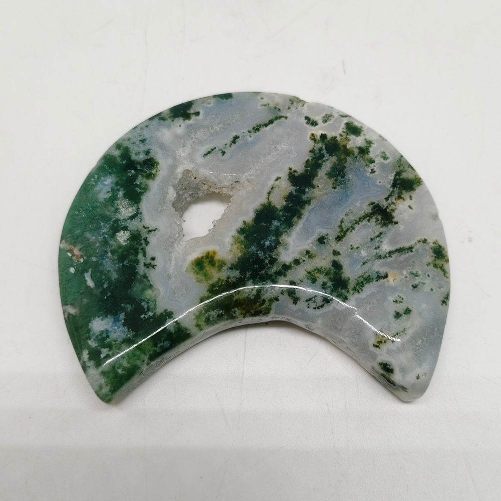 mossagate moon carving ornaments healing 138.5g