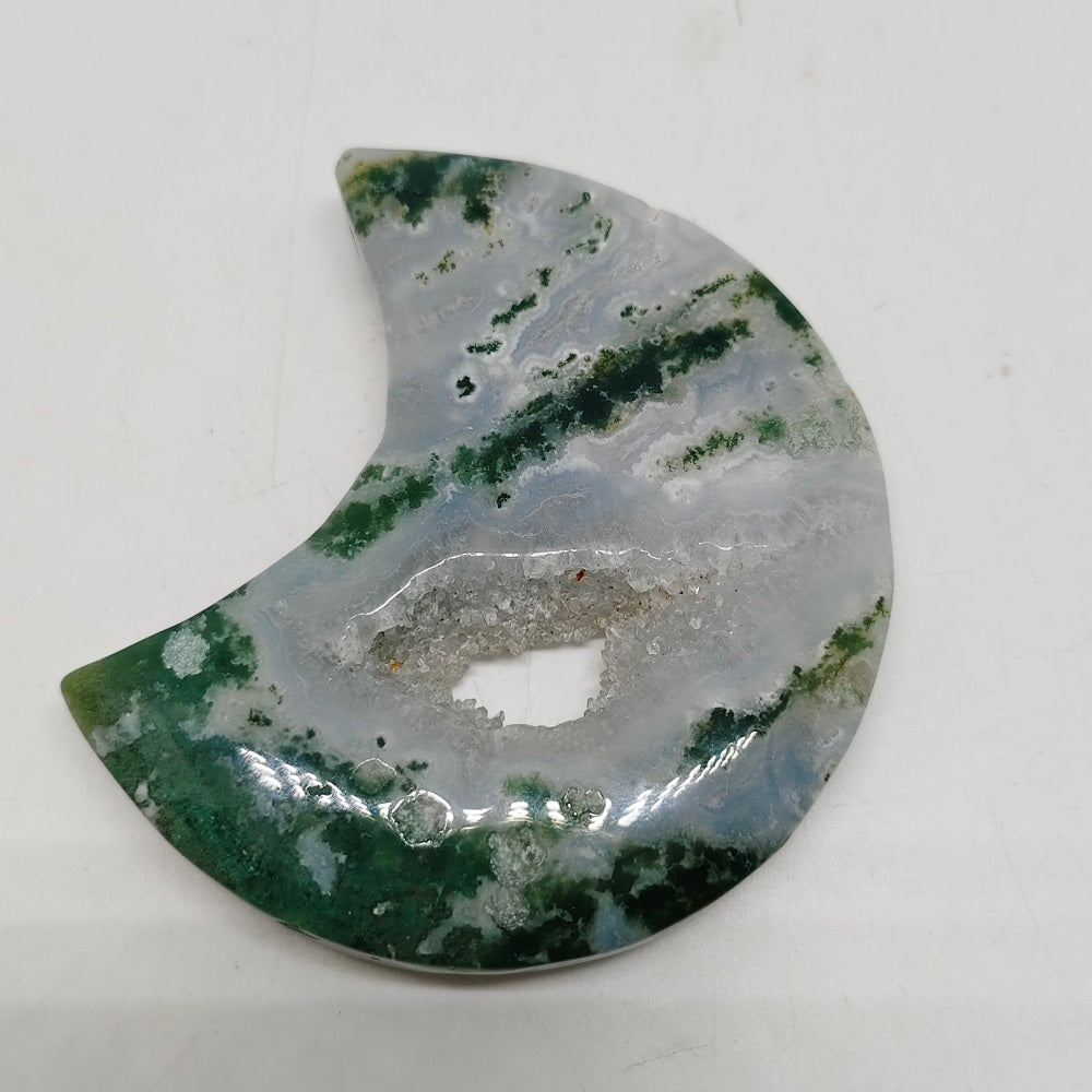 mossagate moon carving ornaments healing 138.5g
