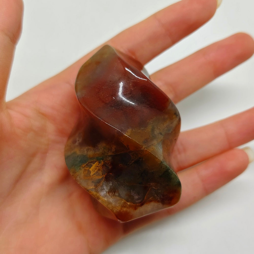 mossagate torch carving ornaments healing 94.2g