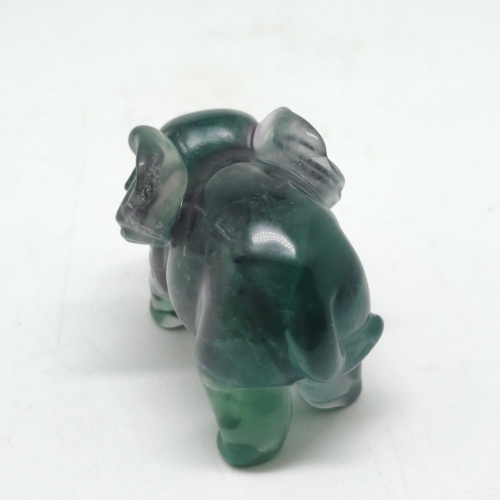 fluorite elephant carving ornaments healing 88g
