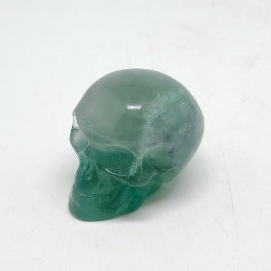 green fluorite skull carving ornaments healing 78g