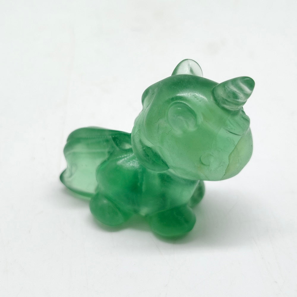 green fluorite unicorn carving ornaments healing 44.8g
