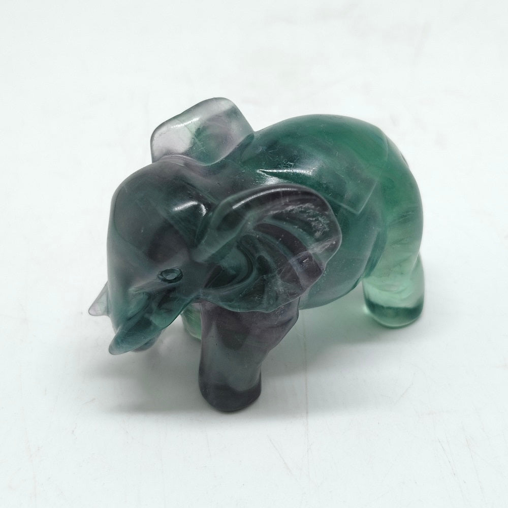 fluorite elephant carving ornaments healing 88g