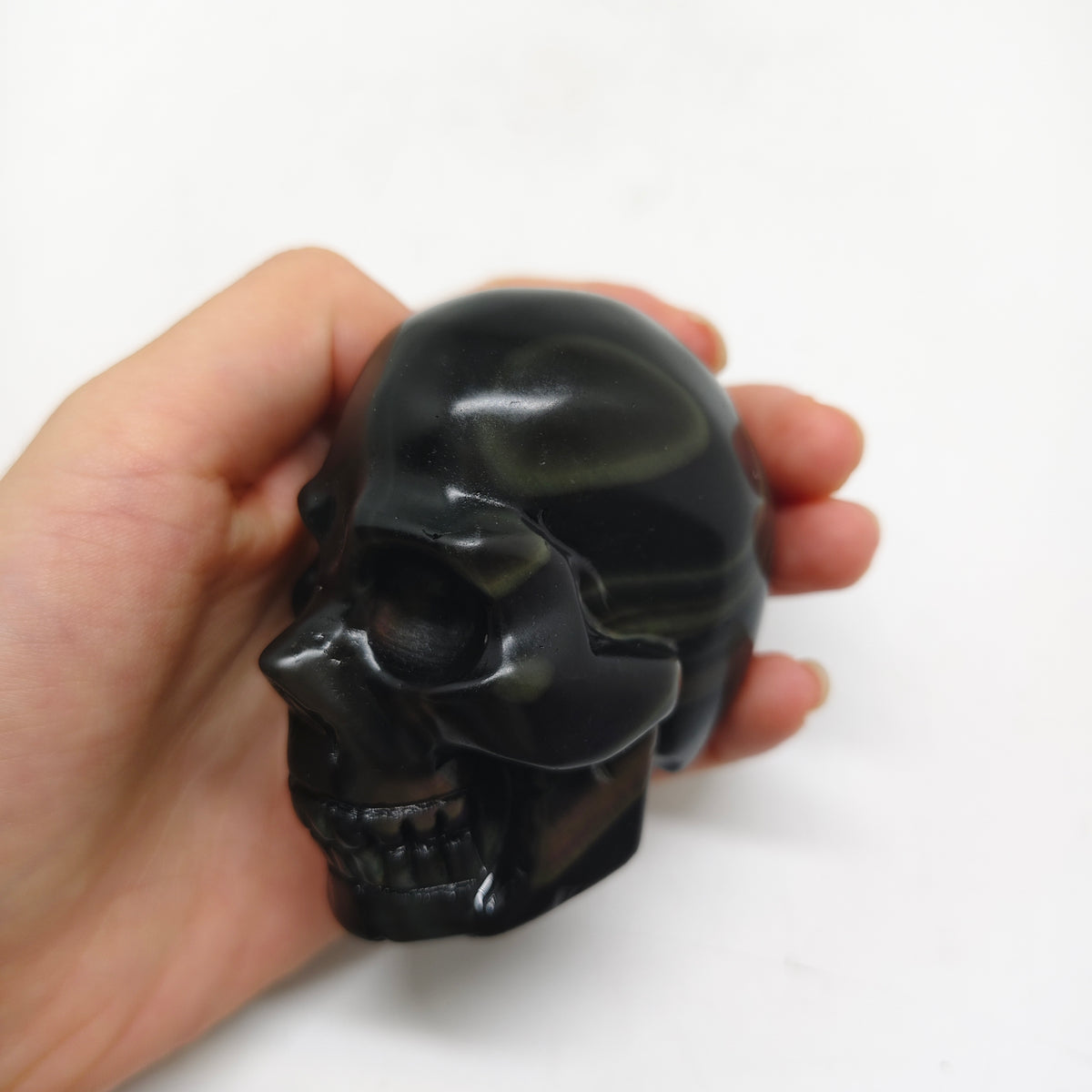 rainbow obsidian skull carving ornaments healing 190g