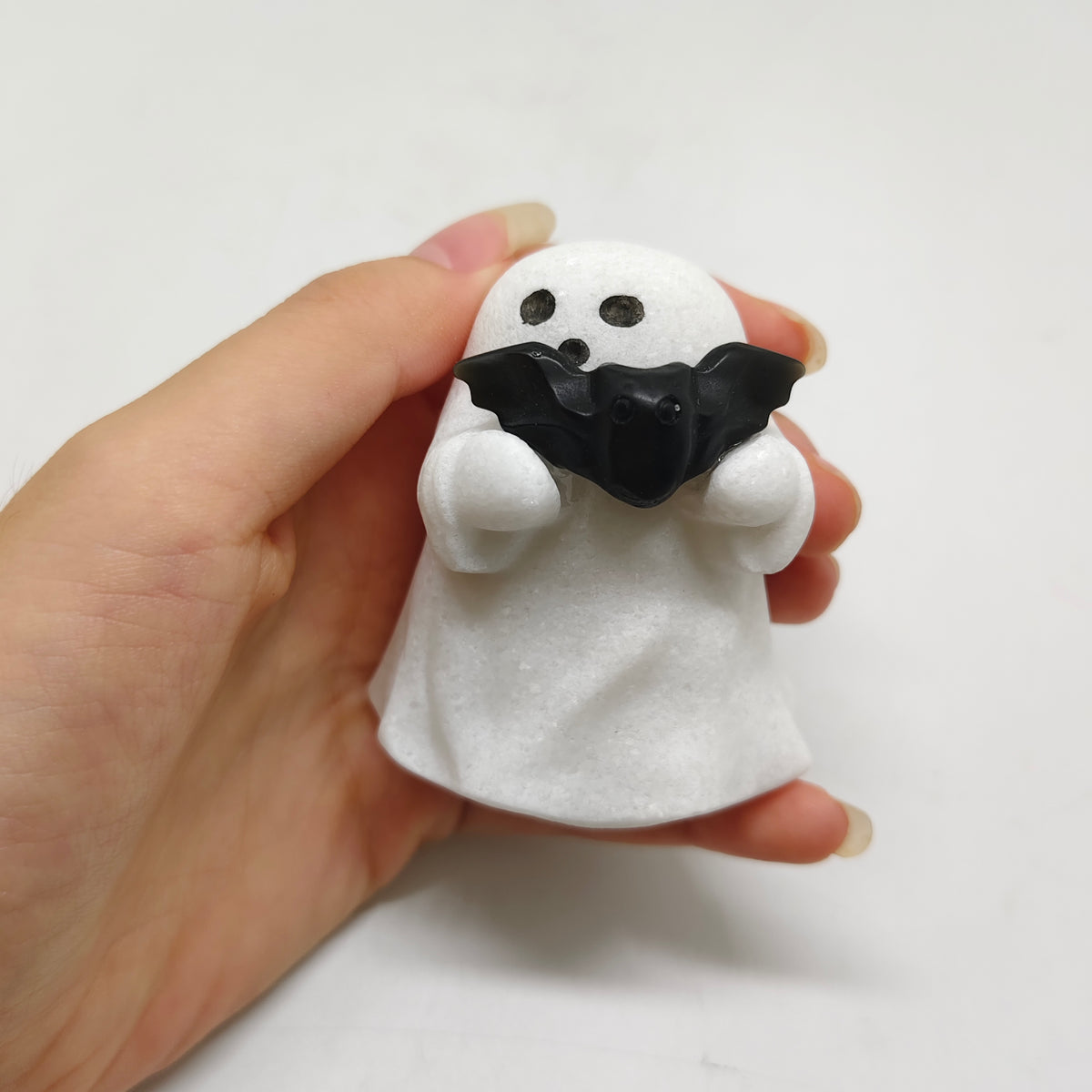 white marble ghost carving ornaments healing 175.4g