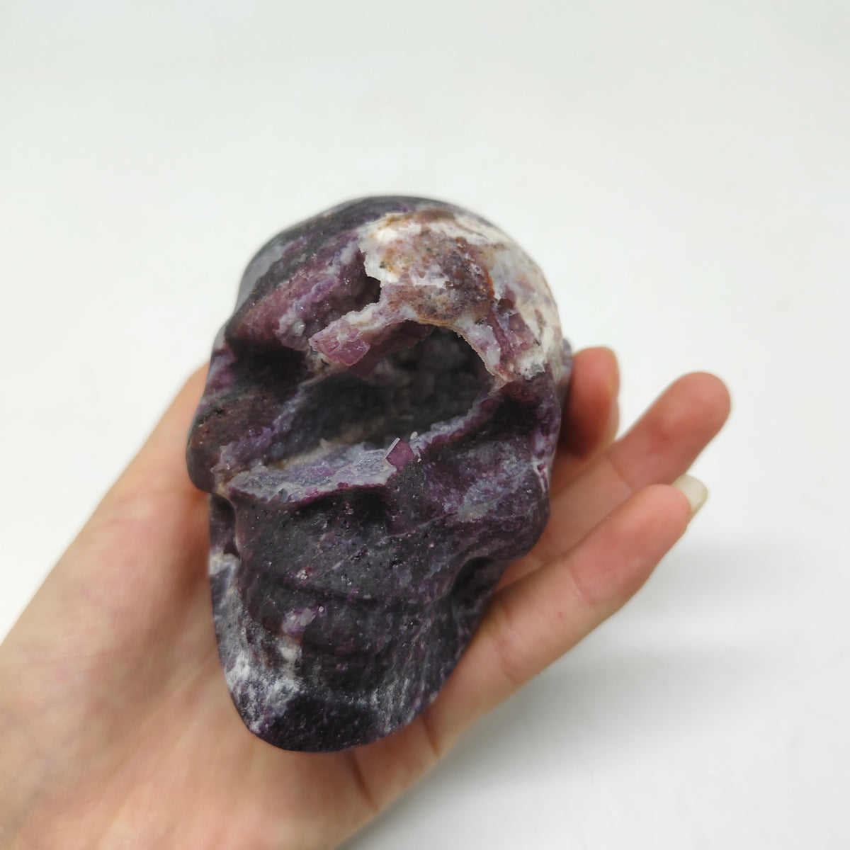 purple sphalerite skull carving ornaments healing 397.2g