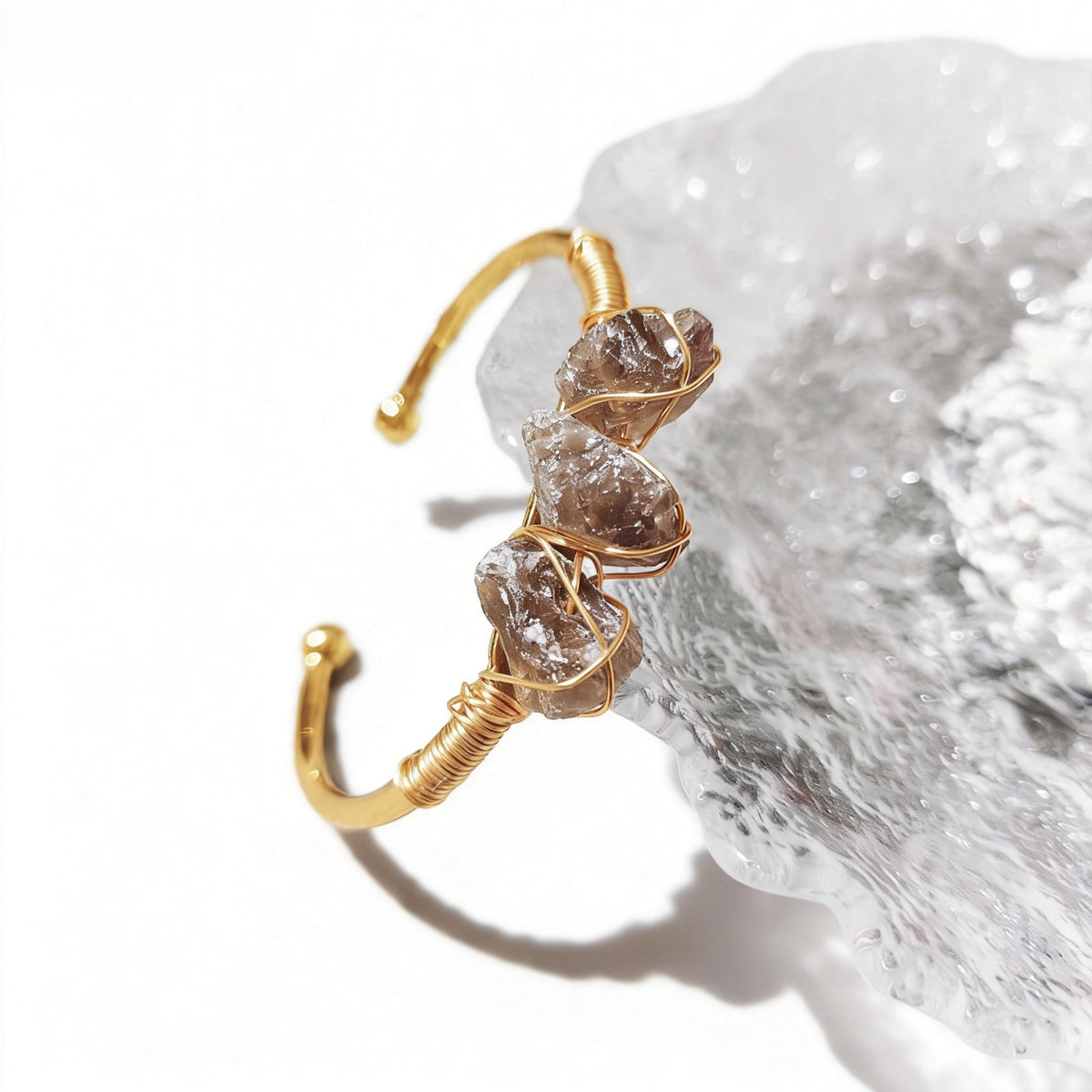 Natural Crystal Beads Bangle Elegant Design Perfect for Women Meditation Romantic Gift