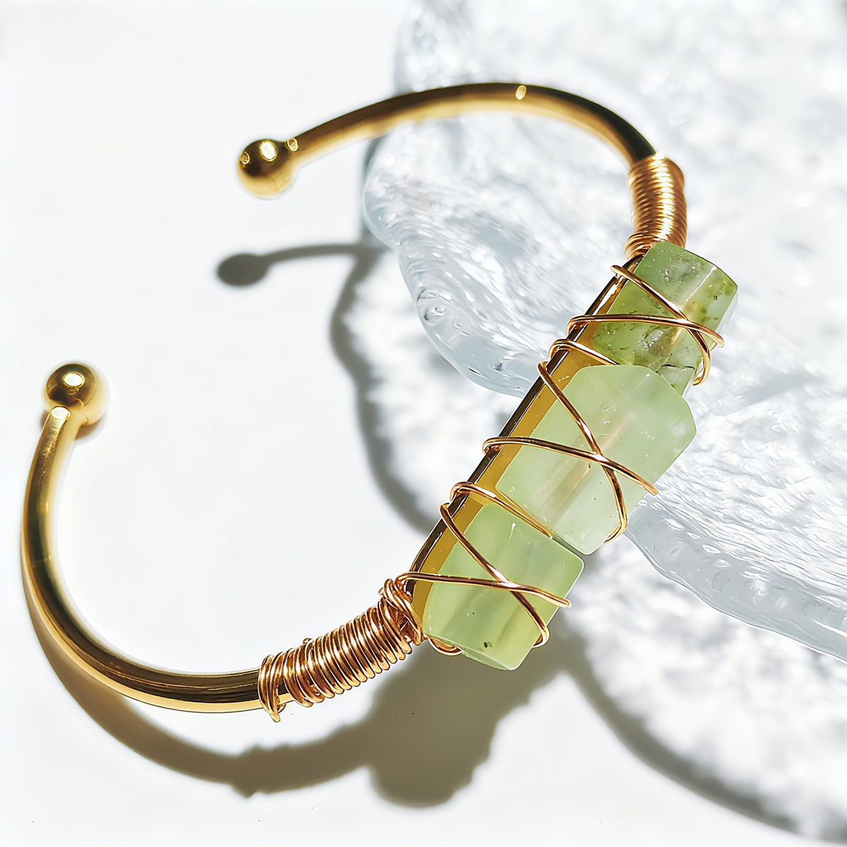 Wire Wrapped Crystal Cuff Bangle For Women Natural Quartz Crystal Gold Bracelet Romatic Lover Handmade Jewelry Gifts