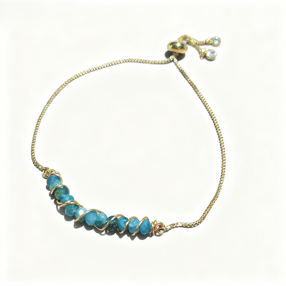 Golden Wired Facted Crystal Beads Bracelet Gifts