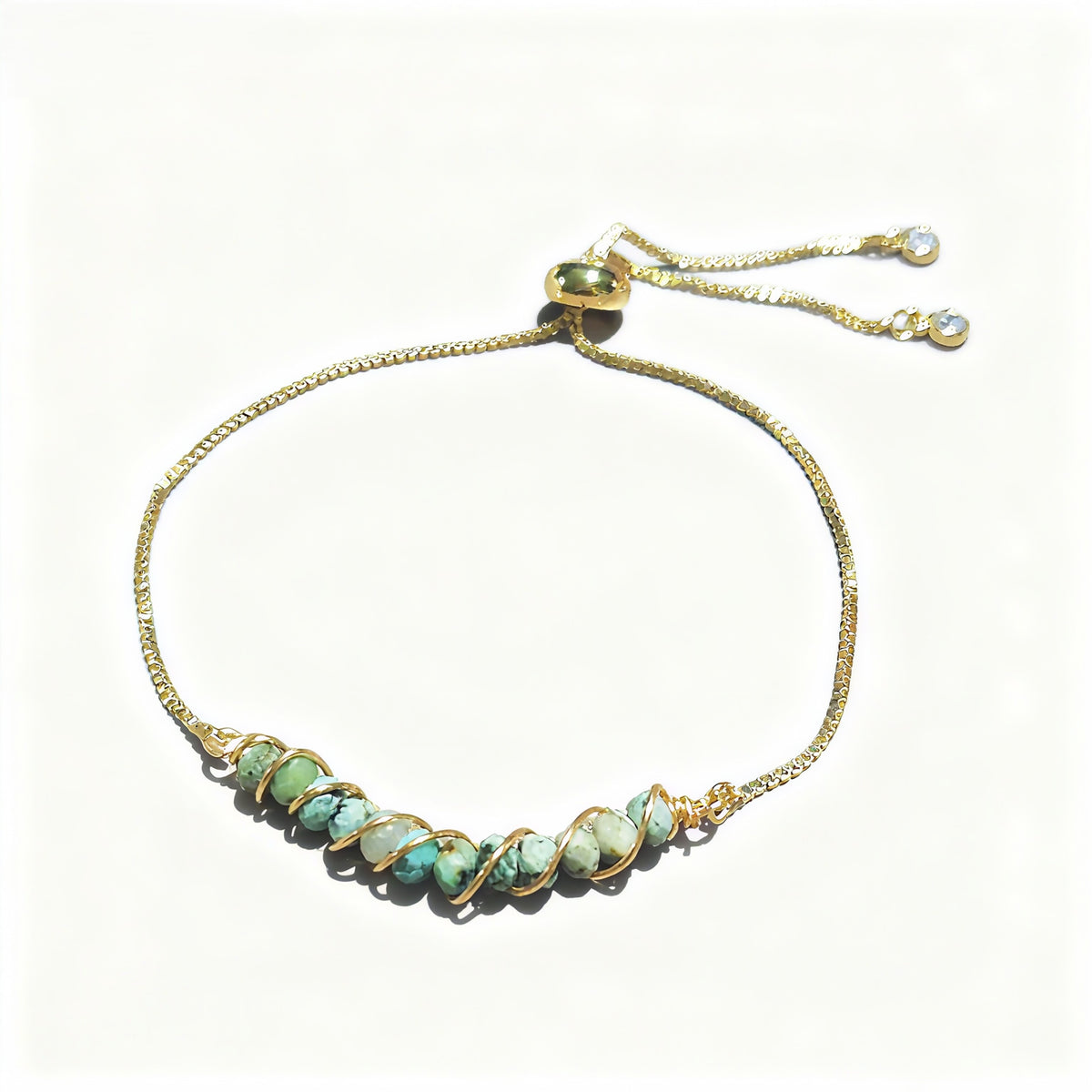 Golden Wired Facted Crystal Beads Bracelet Gifts