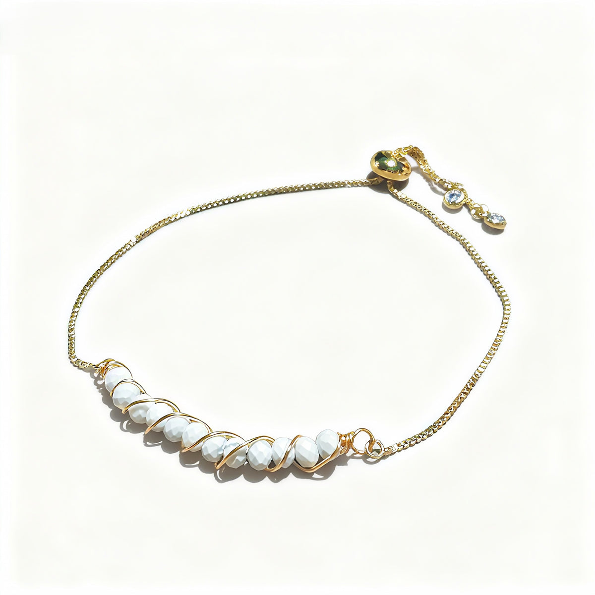 Golden Wired Facted Crystal Beads Bracelet Gifts